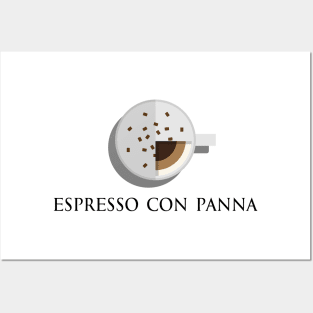 Hot Espresso con panna coffee in top view flat design illustration Posters and Art